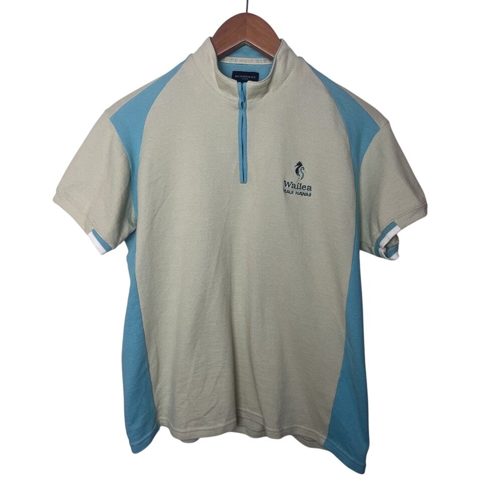 Burberry Golf Wailea Maui 1/4 Shirt Cotton Blend Women’s Size XL Yellow Blue